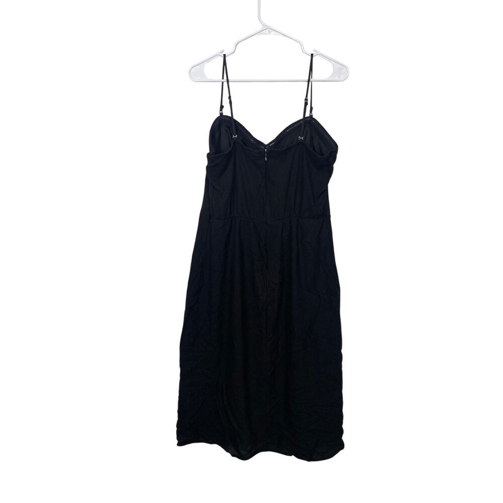 Wild Fable Black Sweetheart neckline Midi Dress Linen Blend Milkmaid Size 17